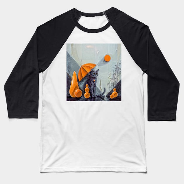 The Gaze of the Mystic Cat: A Surrealistic Journey Baseball T-Shirt by Creative Art Universe